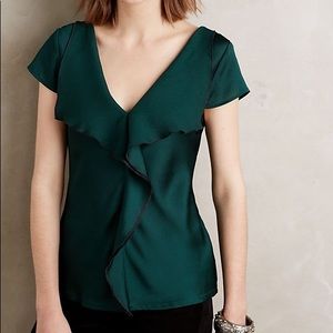 Anthropologie dark green blouse